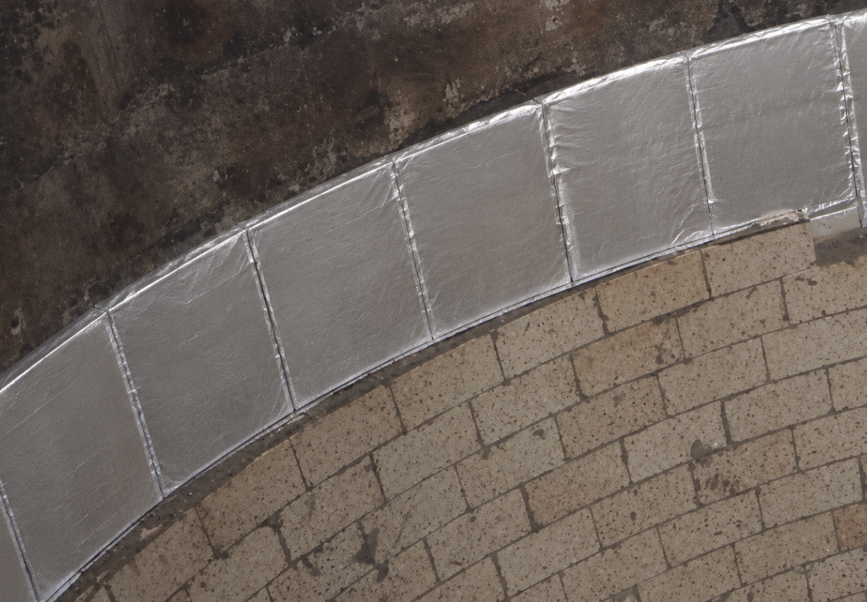 Wedge FSMP 1450 Ceramic Microporous Composite Board installed in steel ladle with safety lining