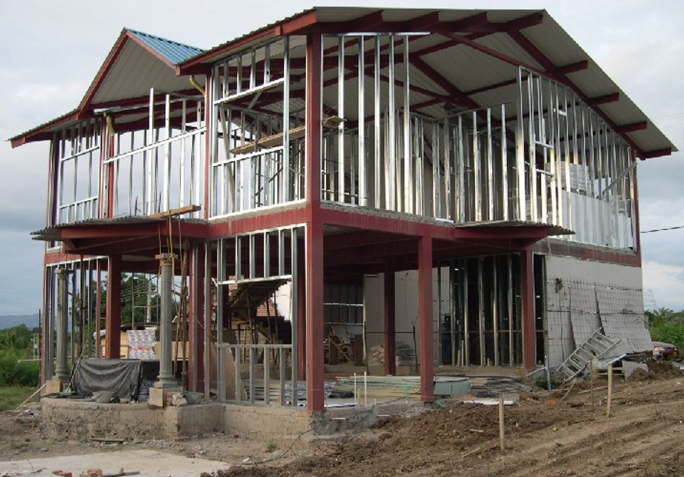 MgO board sheathing on a light-gauge steel frame in prefab construction