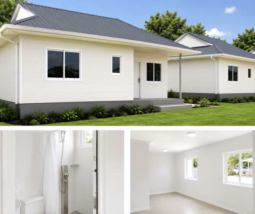Prefab house budget quote example — ready-made 2 BHK steel structure prefab bungalow exterior by Wedge Homes