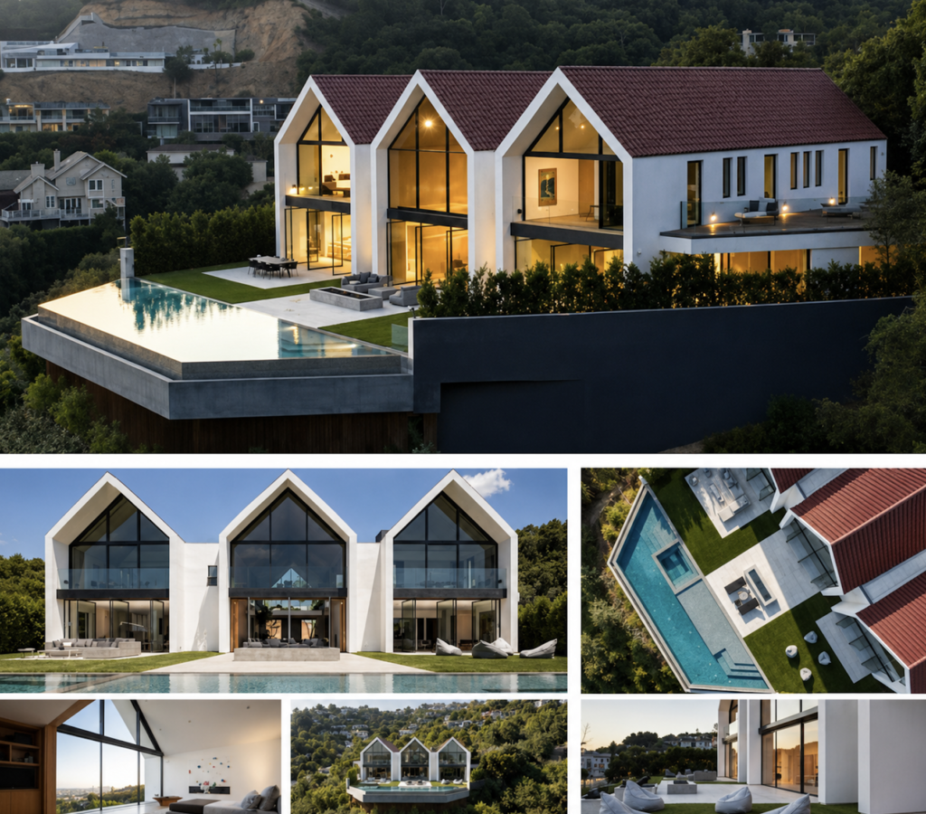 Luxury A-frame prefab villa design — premium package steel structure house by Wedge Homes