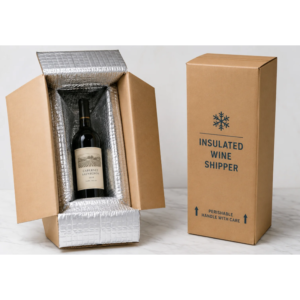 Insulated wine shipping box with moulded thermal insert and corrugated outer carton for premium beverage export