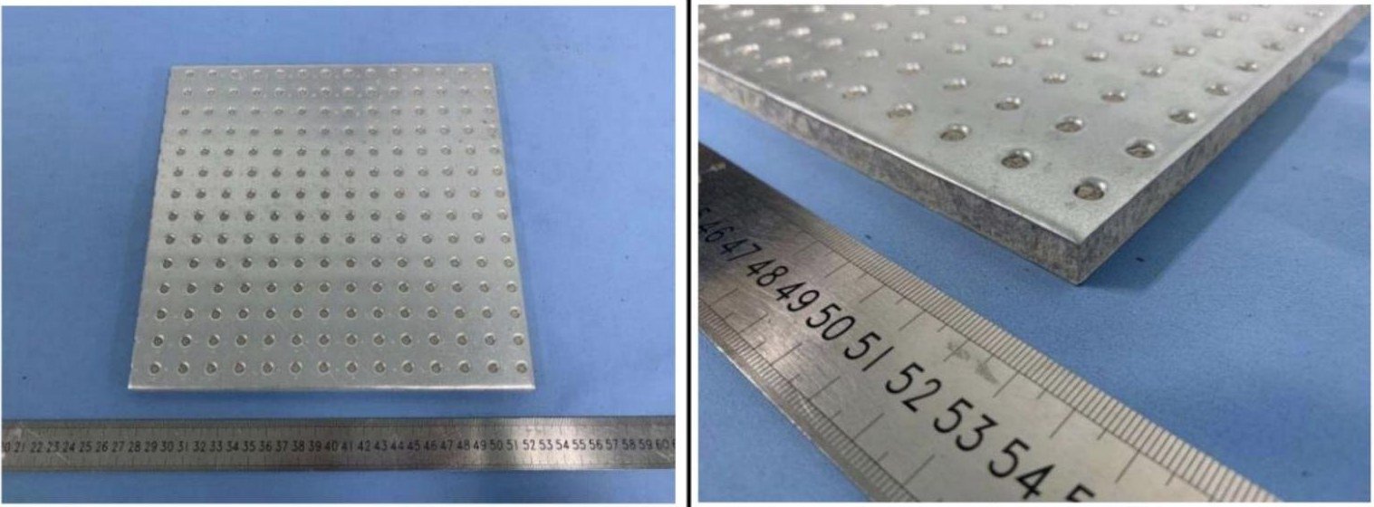 9.5 mm fire and blast resistant steel composite panel test sample photographed for the Intertek test report