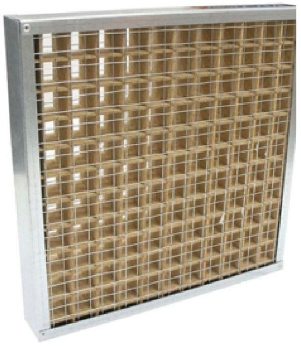 Intumescent air transfer fire grille with Wedge INTUF102B core for fire doors and partitions