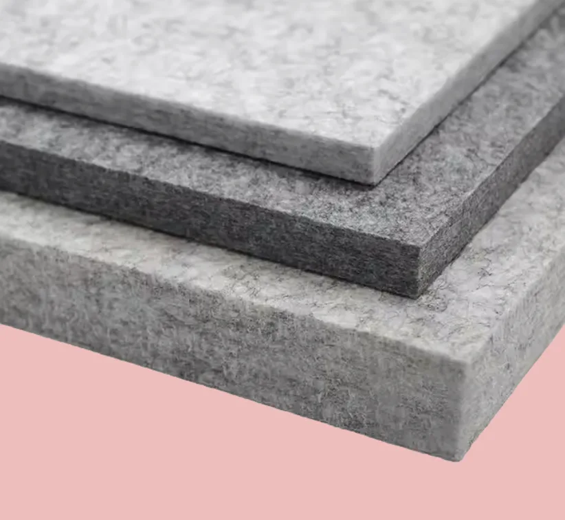 Grey acoustic felt panel layers used to line sound proof doors