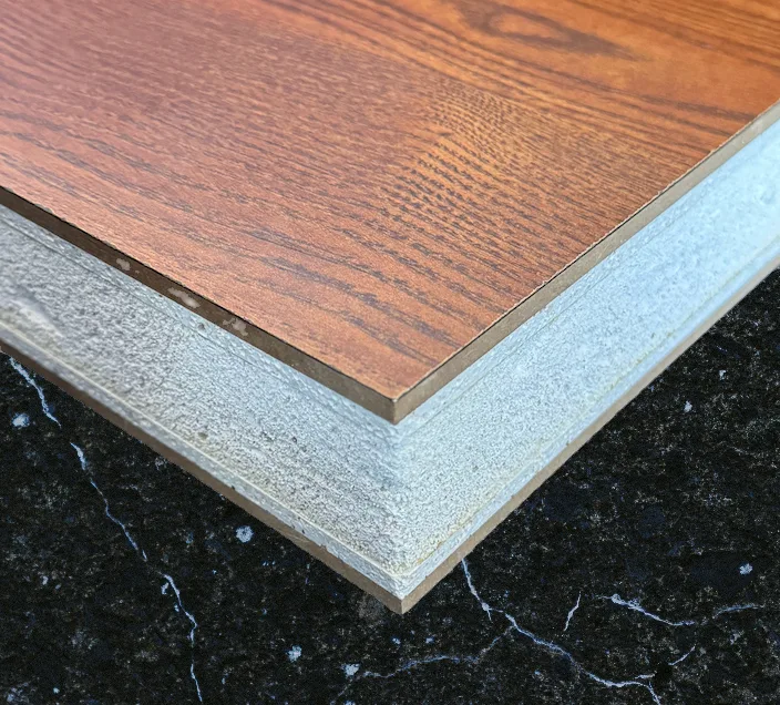 Sound proof door panel section — laminate skin on stone wool sandwich core