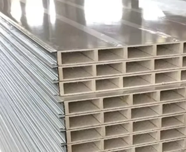 Multi-chamber door core profile for lightweight acoustic door leaves