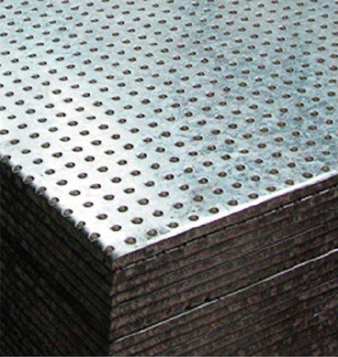 WedgeSCB high impact steel composite board — perforated galvanised steel faces bonded to a calcium silicate cement core